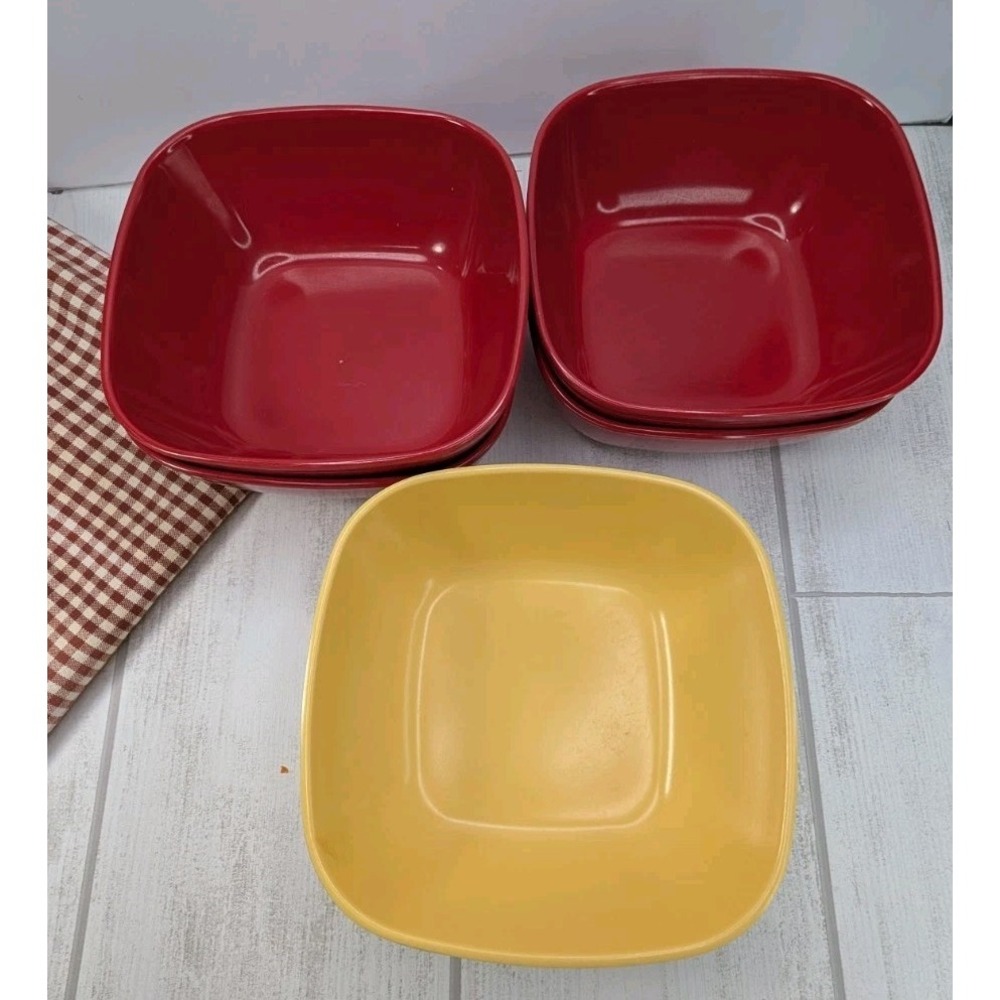 Lot 6 Square Melamine Bowls Red Yellow Target Home Room Essentials Retro